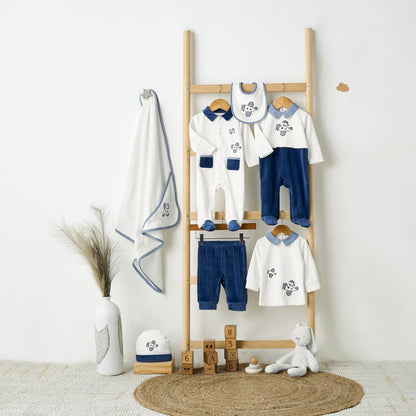 Giggles Collared Sleepsuit with Embroidered Detail - Long Sleeves