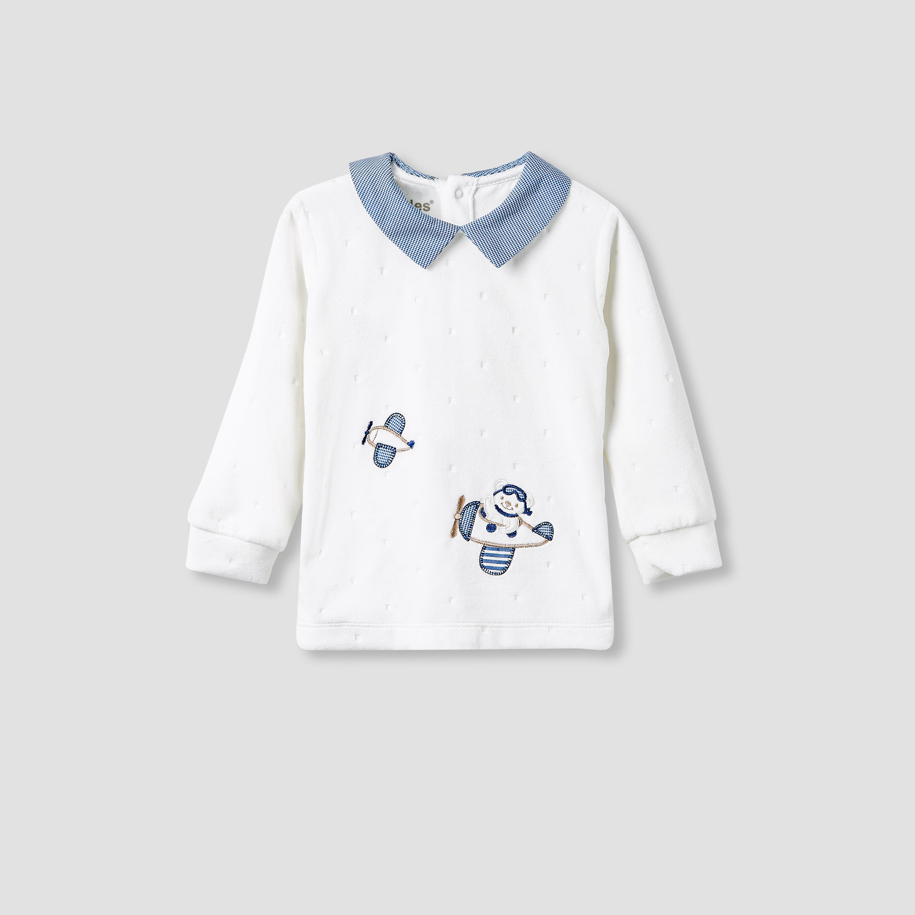 Giggles Pyjama Set with Embroidery - Long Sleeves - Collar