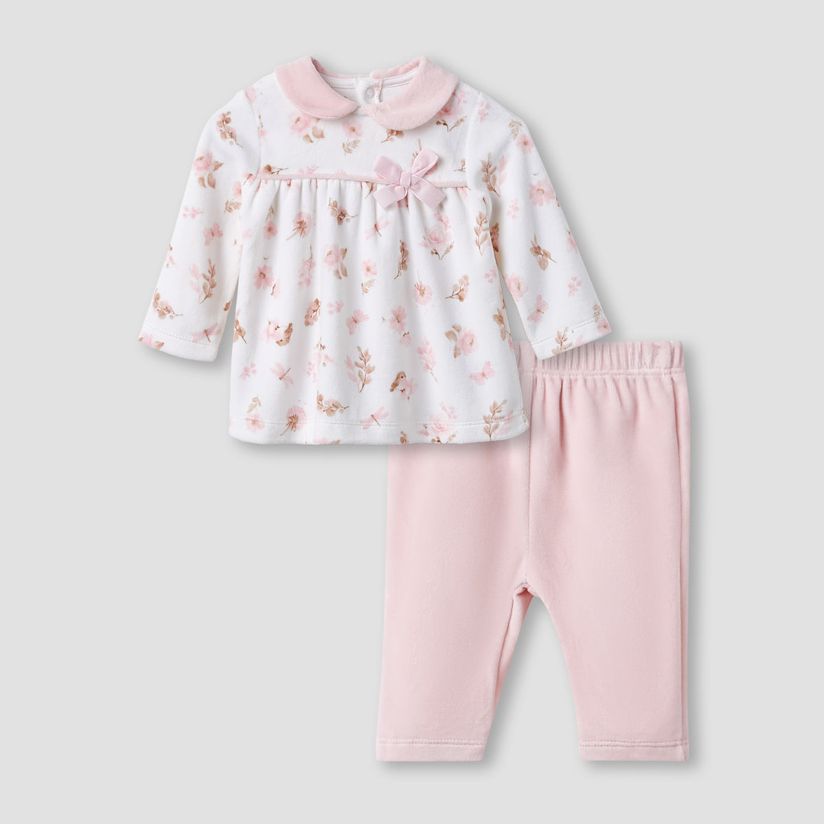 Giggles Pyjama Set with Floral Print - Long Sleeves - Peter Pan Collar