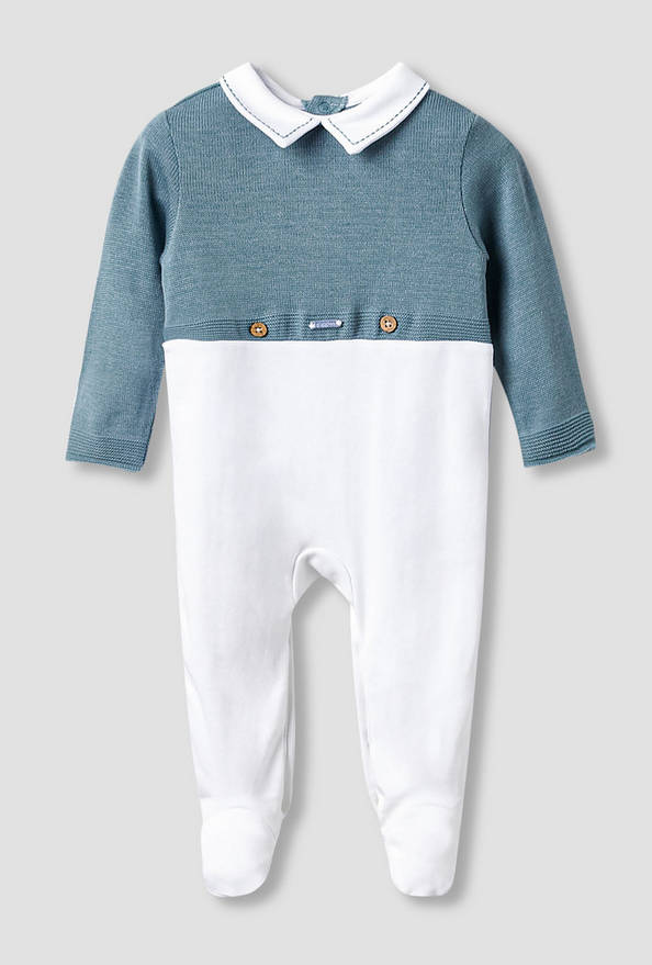 Giggles Collared Sleepsuit with Snap Button Closure - Long Sleeves