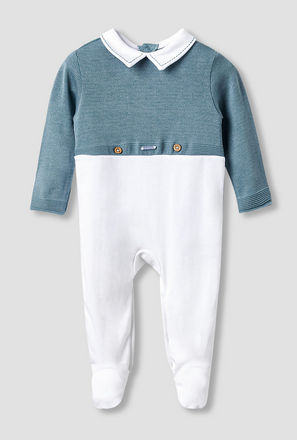 Giggles Collared Sleepsuit with Snap Button Closure - Long Sleeves