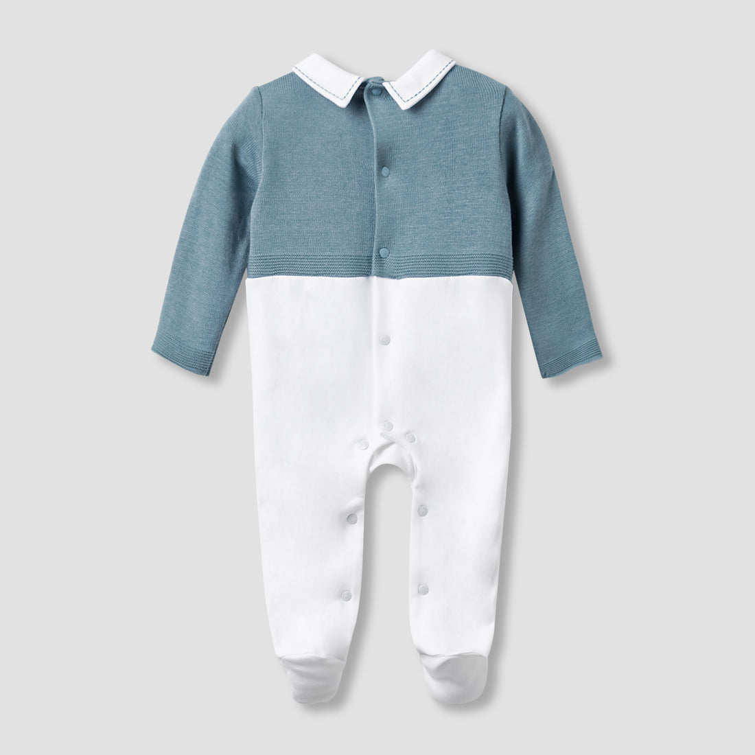Giggles Collared Sleepsuit with Snap Button Closure - Long Sleeves