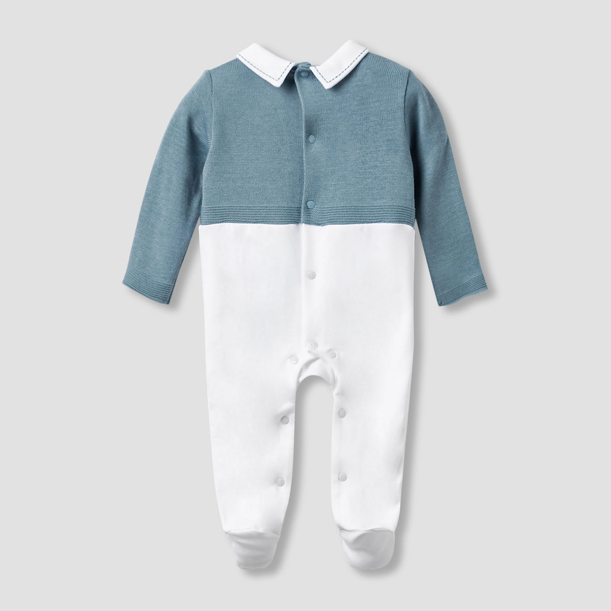 Giggles Collared Sleepsuit with Snap Button Closure - Long Sleeves