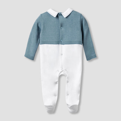 Giggles Collared Sleepsuit with Snap Button Closure - Long Sleeves