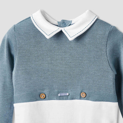 Giggles Collared Sleepsuit with Snap Button Closure - Long Sleeves