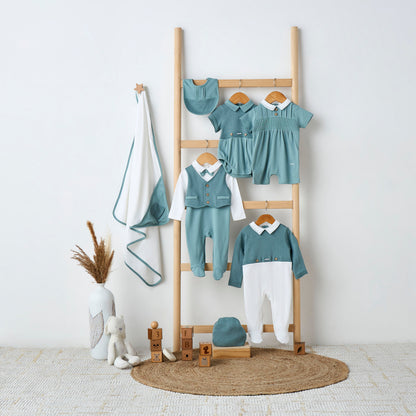 Giggles Collared Sleepsuit with Snap Button Closure - Long Sleeves