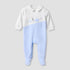 Giggles Collared Sleepsuit with Star Texture - Long Sleeves - Blue / 9-12 mths