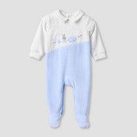 Giggles Collared Sleepsuit with Star Texture - Long Sleeves-undefined-image-1