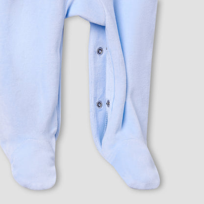 Giggles Collared Sleepsuit with Star Texture - Long Sleeves