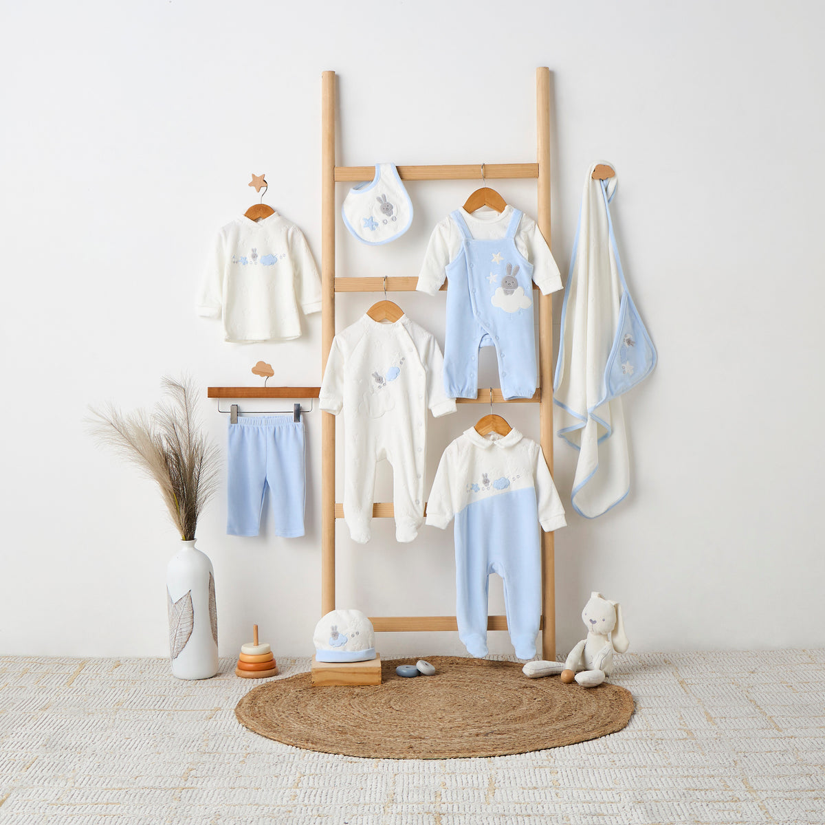 Giggles Collared Sleepsuit with Star Texture - Long Sleeves