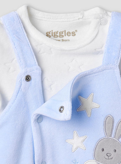 Giggles Dungaree Set with Adjustable Straps - Round Neck - Sleeveless-boys-clothing-rompersanddungarees-image-4
