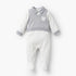 Giggles Collared Sleepsuit with Bear Applique - Cotton - Long Sleeves - Grey / 9-12 mths