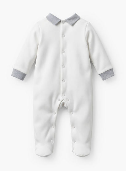 Giggles Collared Sleepsuit with Bear Applique - Cotton - Long Sleeves-baby-boys-clothing-nightwear-sleepsuits-image-2