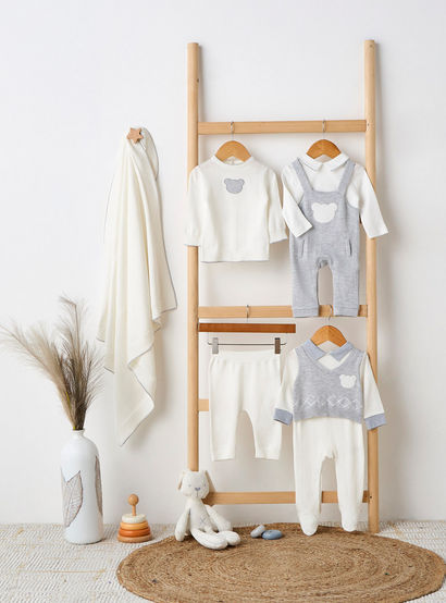 Giggles Collared Sleepsuit with Bear Applique - Cotton - Long Sleeves-baby-boys-clothing-nightwear-sleepsuits-image-5