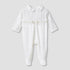 Giggles Collared Closed Foot Sleepsuit with Floral Embroidery - Long Sleeves - White / 9-12 mths