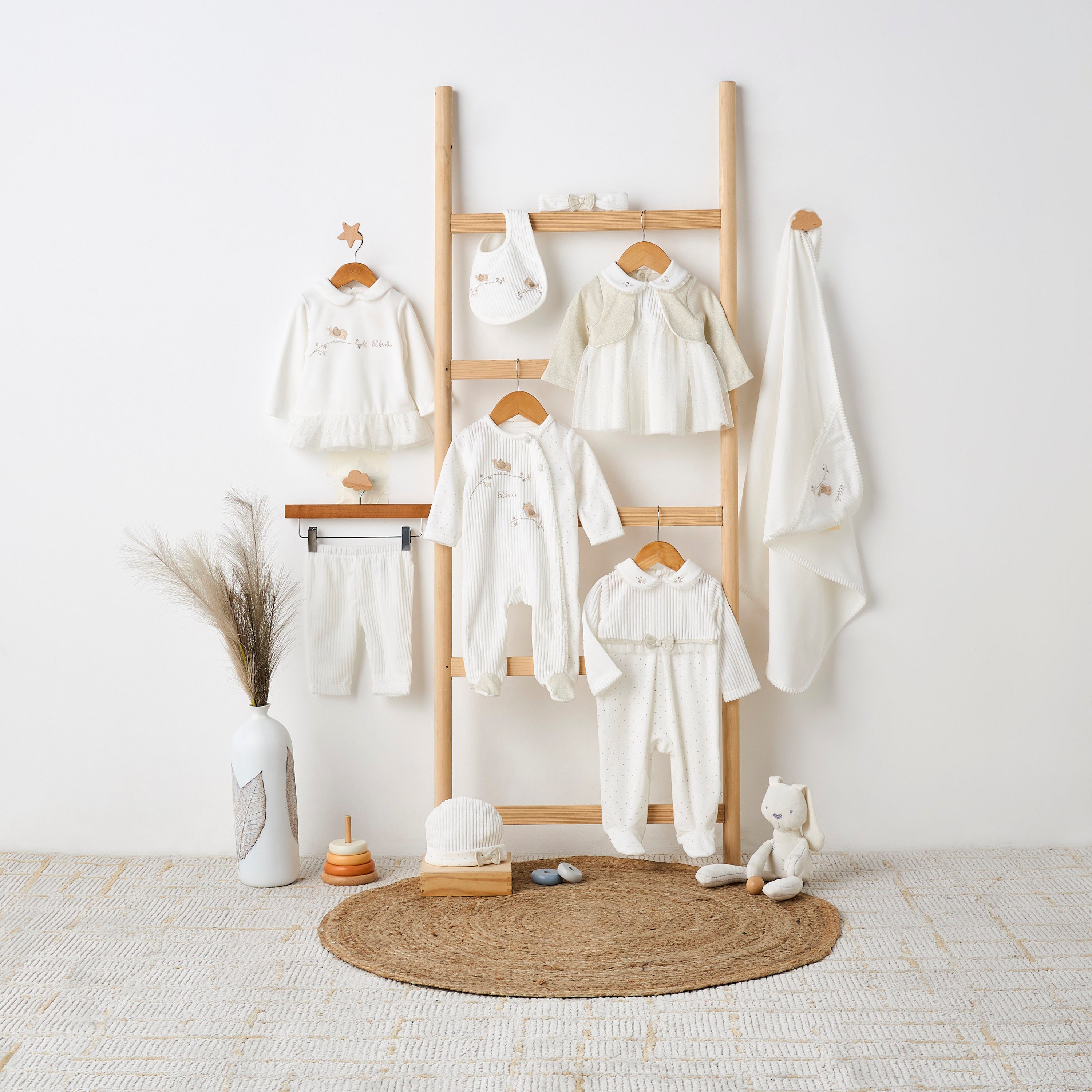 Giggles Collared Closed Foot Sleepsuit with Floral Embroidery - Long Sleeves