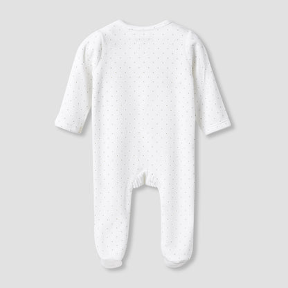 Giggles Round Neck Closed Foot Sleepsuit with Bird Applique - Long Sleeves