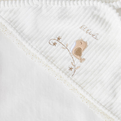 Giggles Receiving Blanket with Bird Embroidery