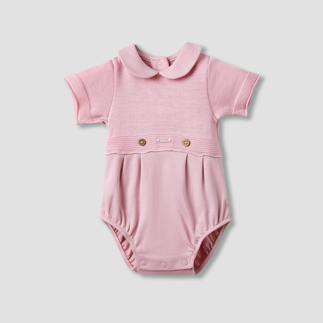 Giggles Collared Bodysuit with Snap Button Closure - Short Sleeves - Pink / 9-12 mths