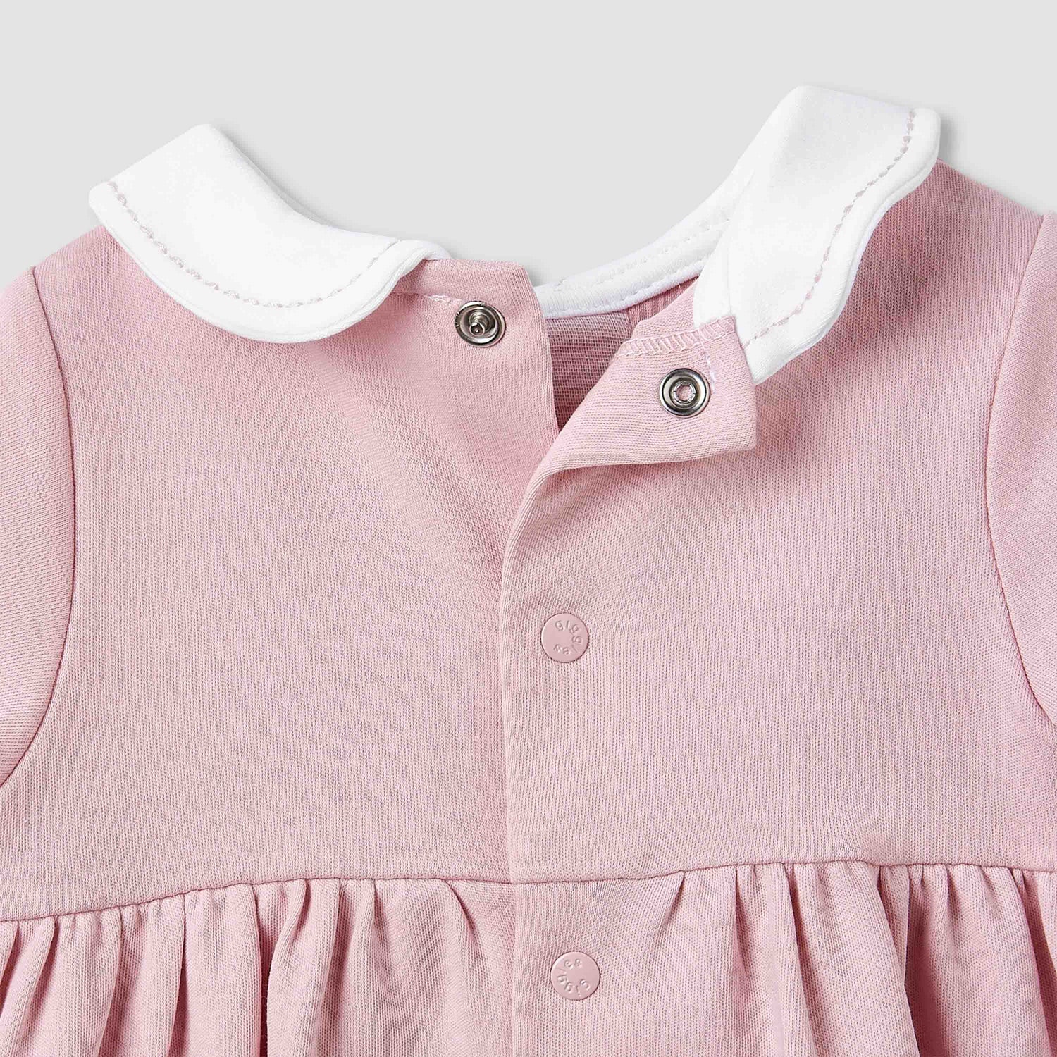 Giggles Girls A-line Dress with Smock Detail - Cotton - Short Sleeves - Peter Pan Collar