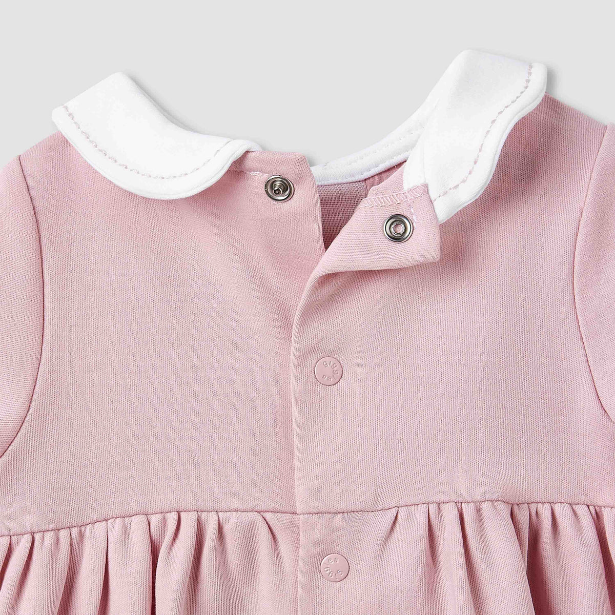 Giggles Girls A-line Dress with Smock Detail - Cotton - Short Sleeves - Peter Pan Collar