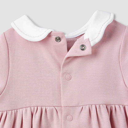 Giggles Girls A-line Dress with Smock Detail - Cotton - Short Sleeves - Peter Pan Collar