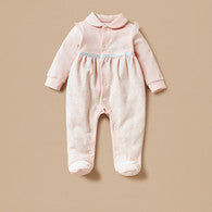 Giggles Embellished Velour Closed Feet Sleepsuit with Button Closure-undefined-image-1