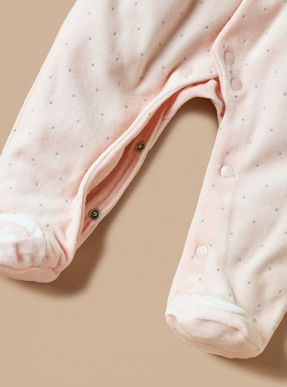 Giggles Embellished Velour Closed Feet Sleepsuit with Button Closure-baby-girls-clothing-nightwear-sleepsuits-image-4