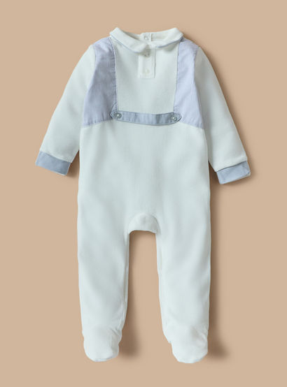 Giggles Solid Velour Collared Sleepsuit with Button Detail-baby-boys-clothing-nightwear-sleepsuits-image-1