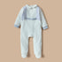 Giggles Solid Velour Collared Sleepsuit with Button Detail - White / 9-12 mths