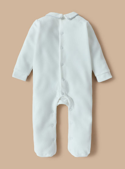 Giggles Solid Velour Collared Sleepsuit with Button Detail-baby-boys-clothing-nightwear-sleepsuits-image-2