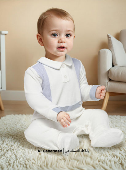 Giggles Solid Velour Collared Sleepsuit with Button Detail-baby-boys-clothing-nightwear-sleepsuits-image-5