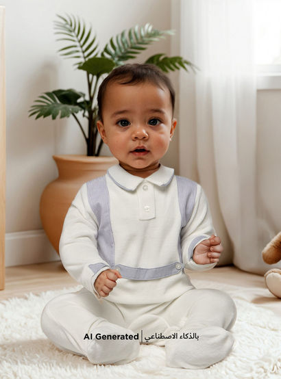 Giggles Solid Velour Collared Sleepsuit with Button Detail-baby-boys-clothing-nightwear-sleepsuits-image-6