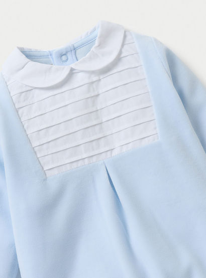 Giggles Panelled Velour Closed Feet Sleepsuit with Long Sleeves and Button Closure-baby-boys-clothing-nightwear-sleepsuits-image-3