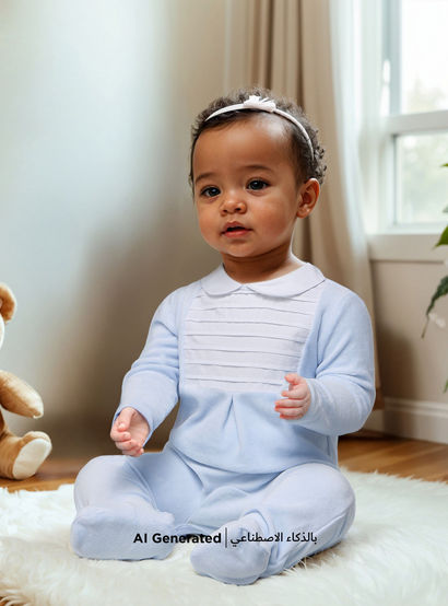 Giggles Panelled Velour Closed Feet Sleepsuit with Long Sleeves and Button Closure-baby-boys-clothing-nightwear-sleepsuits-image-6