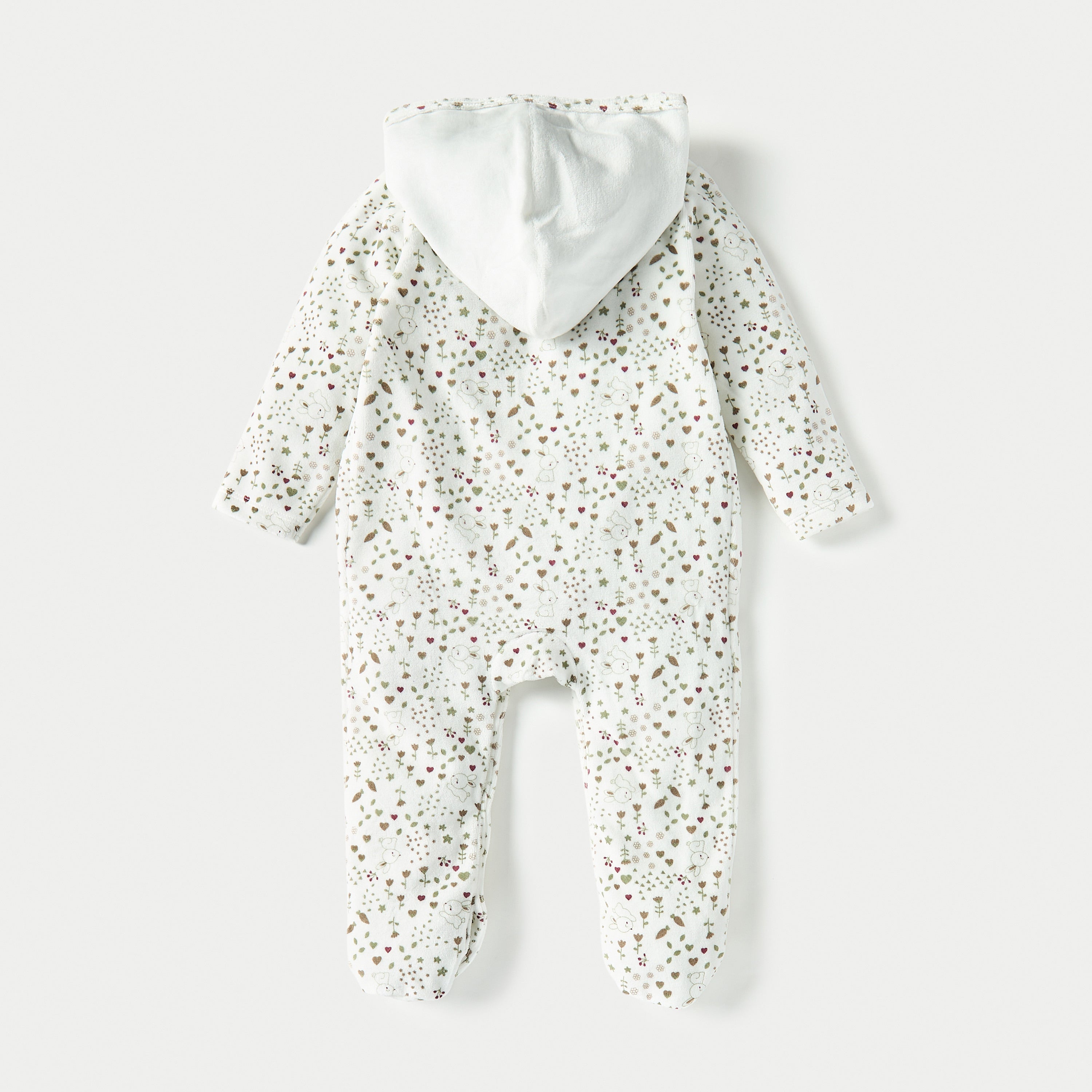 Juniors All-Over Print Hooded Sleepsuit with Snap Button Closure