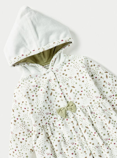 Juniors All-Over Print Hooded Sleepsuit with Snap Button Closure-baby-girls-clothing-nightwear-sleepsuits-image-1