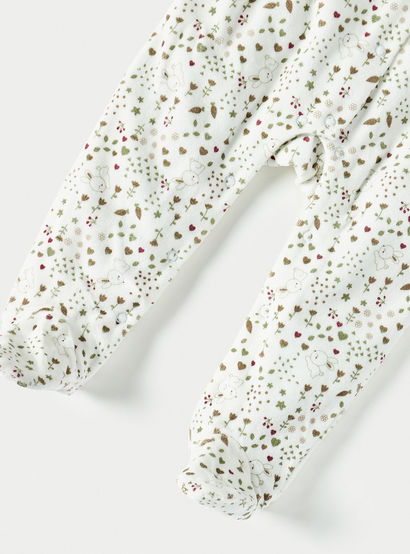Juniors All-Over Print Hooded Sleepsuit with Snap Button Closure-baby-girls-clothing-nightwear-sleepsuits-image-2