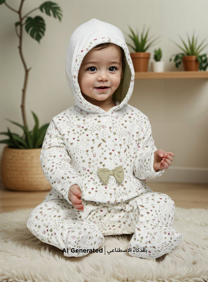 Juniors All-Over Print Hooded Sleepsuit with Snap Button Closure-baby-girls-clothing-nightwear-sleepsuits-image-3