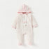 Juniors Rabbit Applique Velour Closed Feet Hooded Sleepsuit with Button Closure - Pink / 9-12 mths