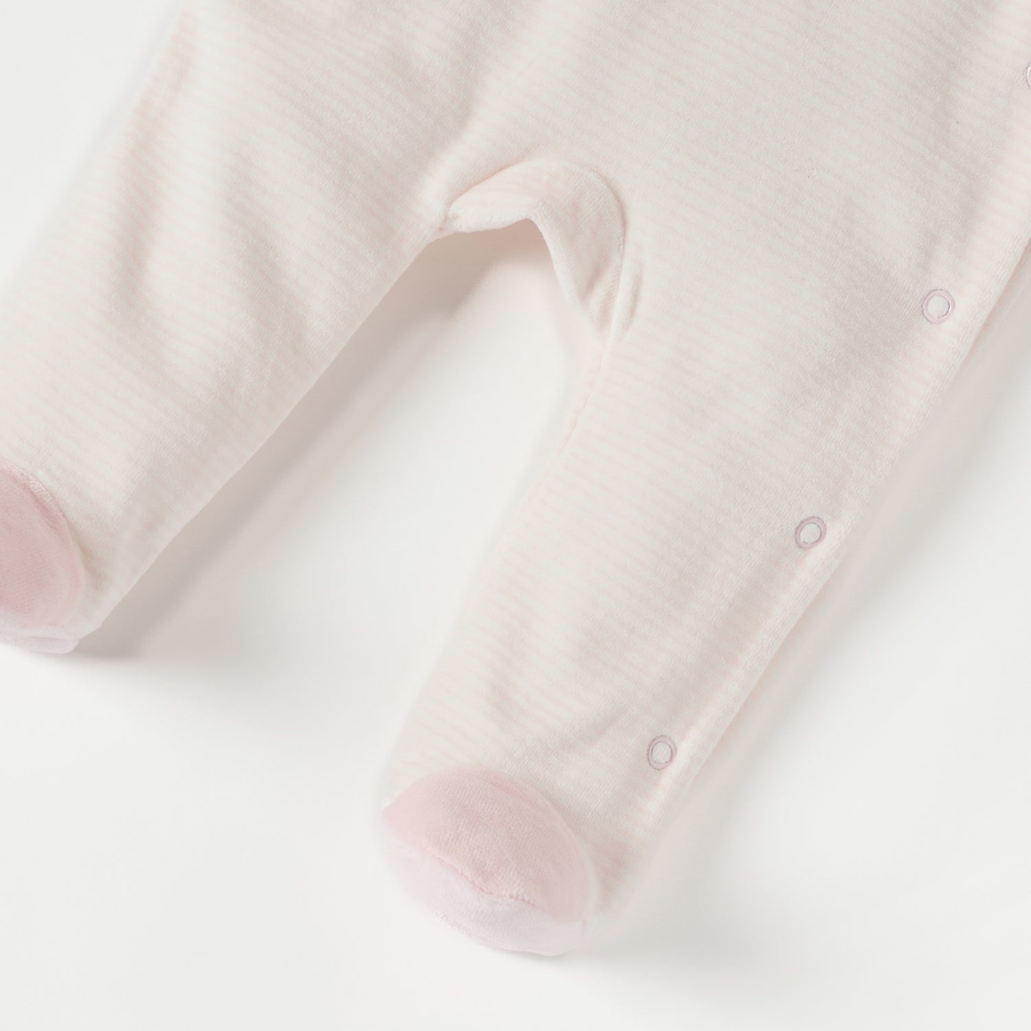 Juniors Rabbit Applique Velour Closed Feet Hooded Sleepsuit with Button Closure