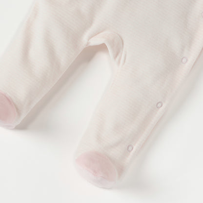 Juniors Rabbit Applique Velour Closed Feet Hooded Sleepsuit with Button Closure