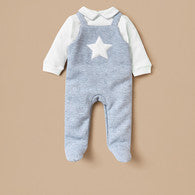 Juniors Jacquard Sleepsuit with Star Applique and Long Sleeves-undefined-image-1