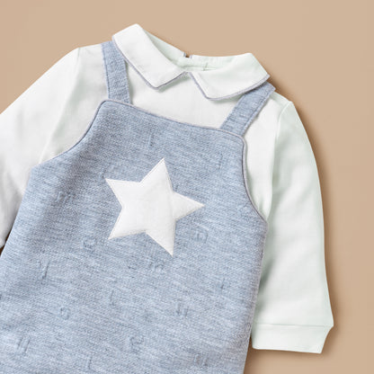 Juniors Jacquard Sleepsuit with Star Applique and Long Sleeves