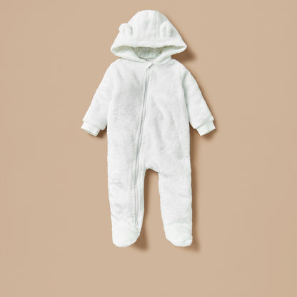 Juniors Solid Closed Feet Sleepsuit with Hood and Long Sleeves