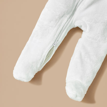 Juniors Solid Closed Feet Sleepsuit with Hood and Long Sleeves