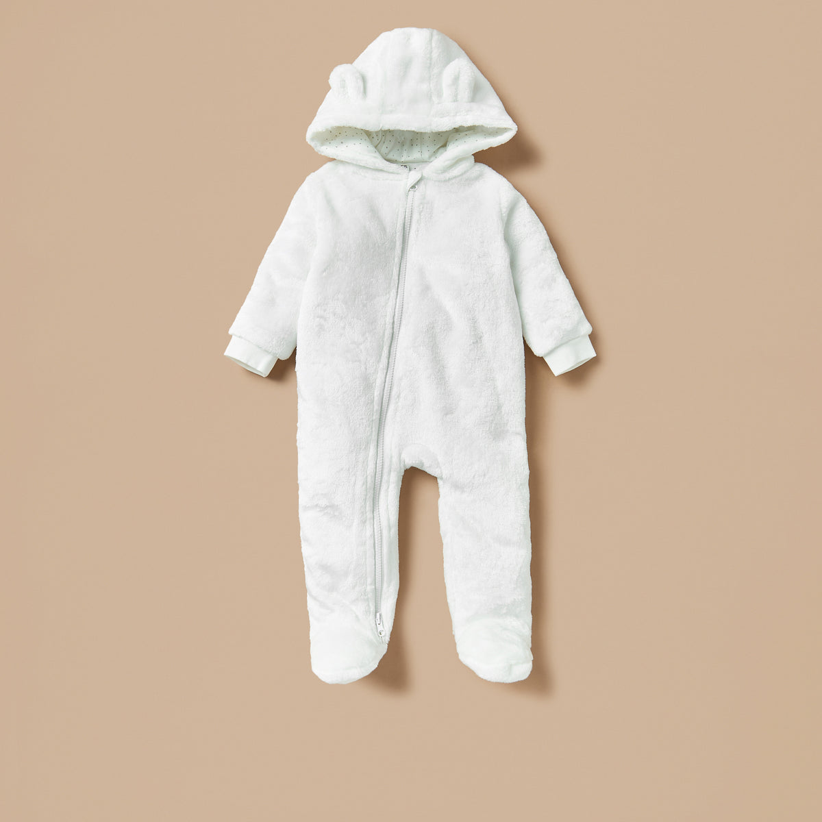 Juniors Solid Closed Feet Sleepsuit with Hood and Long Sleeves