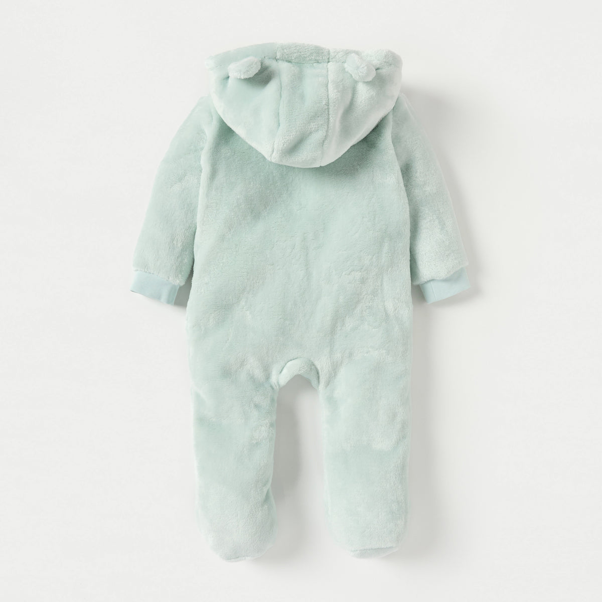 Juniors Solid Fleece Closed Feet Hooded Sleepsuit with Zip Closure and Ear Applique
