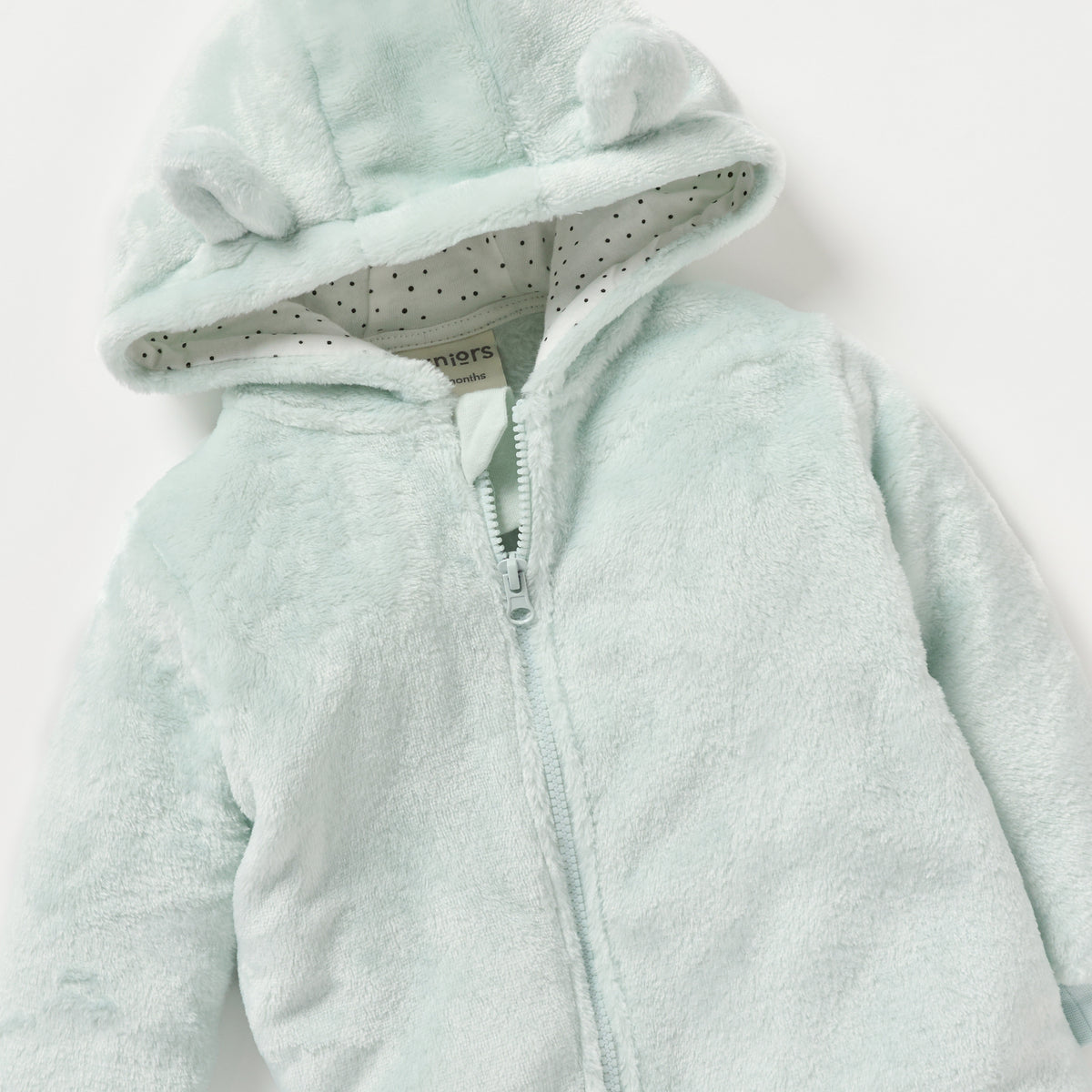 Juniors Solid Fleece Closed Feet Hooded Sleepsuit with Zip Closure and Ear Applique