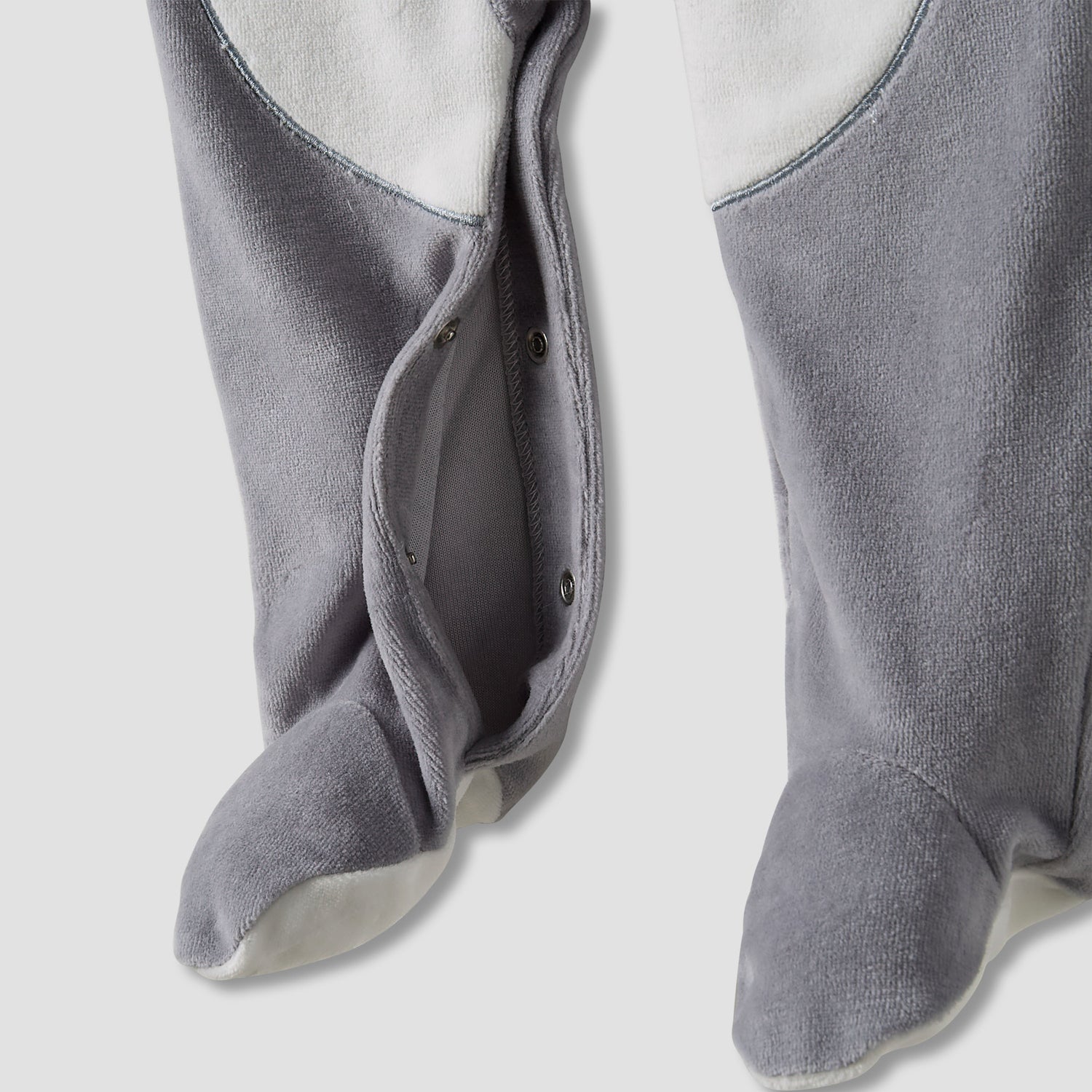 Juniors Penguin Detail Velour Closed Feet Sleepsuit with Cap
